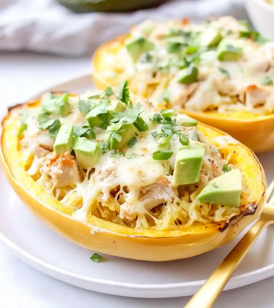 Green Chile Chicken-Stuffed Spaghetti Squash