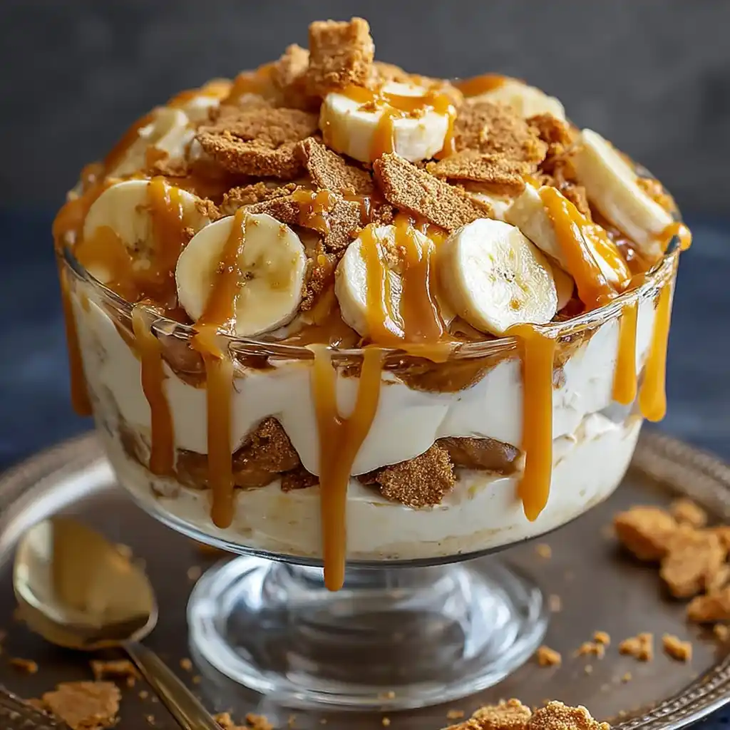 Ultimate Biscoff Banana Pudding Recipe Easy Biscoff Banana Pudding With Caramel Homemade Caramel Drizzle For Banana Puddin...
