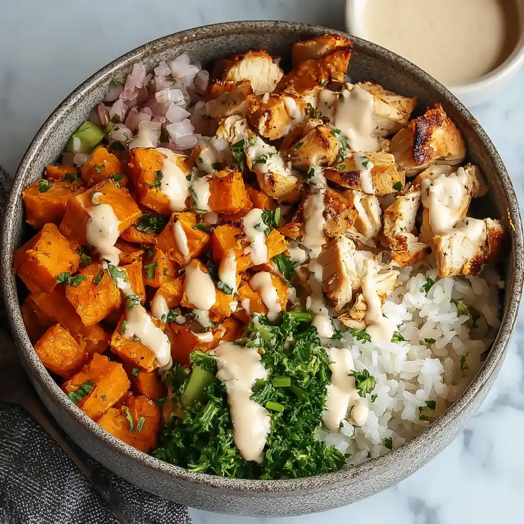 Healthy Chicken And Sweet Potato Rice Bowl