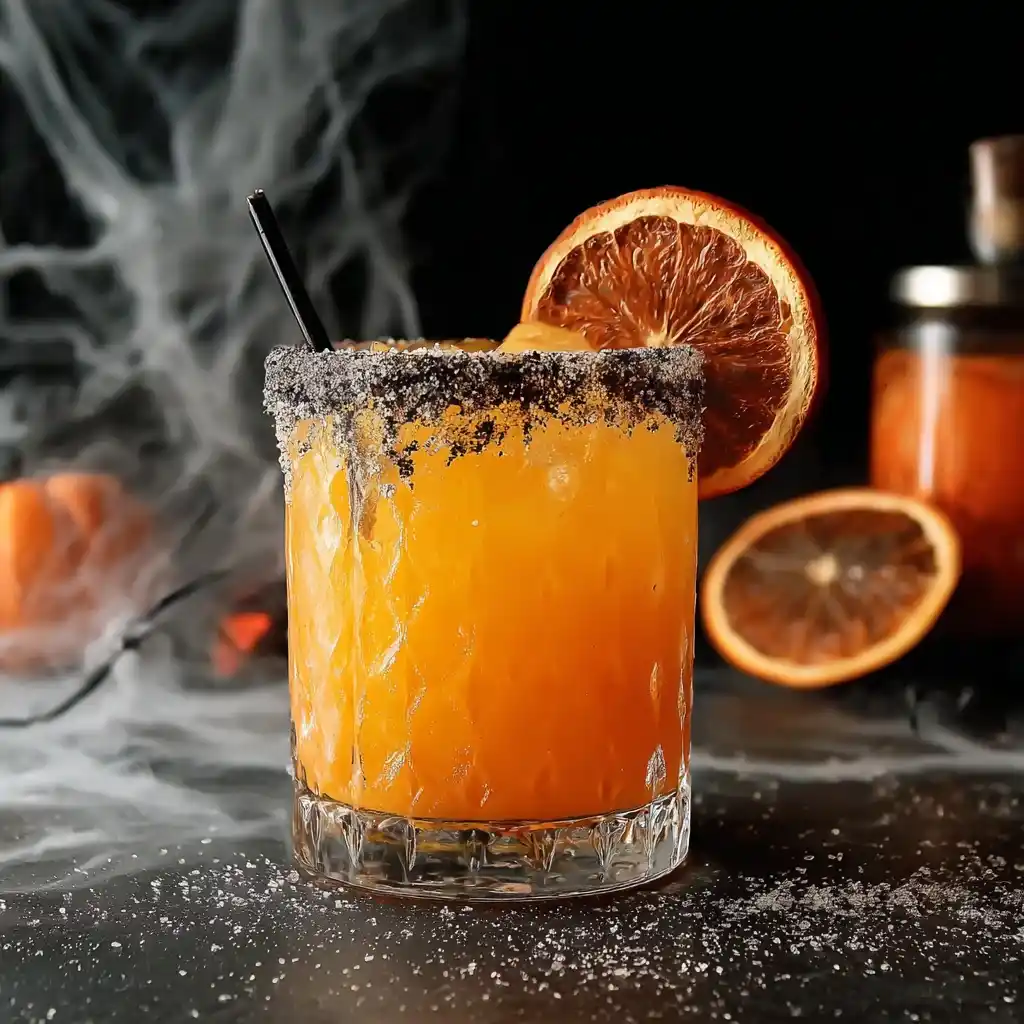 Orange Virgin Margarita Halloween Recipe Spooky Non-alcoholic Halloween Drinks Fun Halloween Mocktails For Kids DIY Orange...