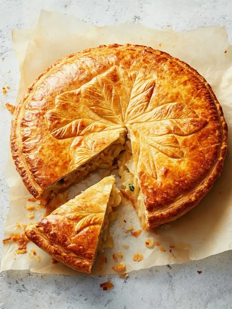 Cheese Onion Pie Homemade Pastry Comfort Food Recipe Image