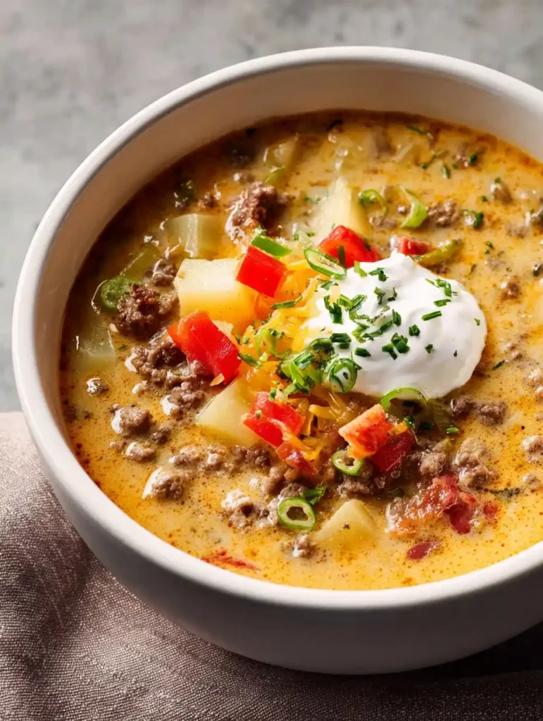 Easy Cheeseburger Soup Recipe Best Cheeseburger Soup Slow Cooker Healthy Cheeseburger Soup With Veggies Low Carb Cheesebur...