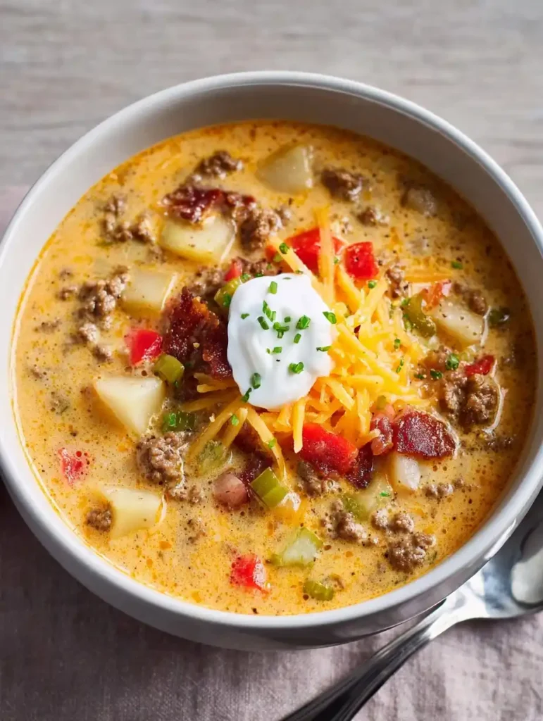 Easy Cheeseburger Soup Recipe Best Cheeseburger Soup Slow Cooker Healthy Cheeseburger Soup With Veggies Low Carb Cheesebur...