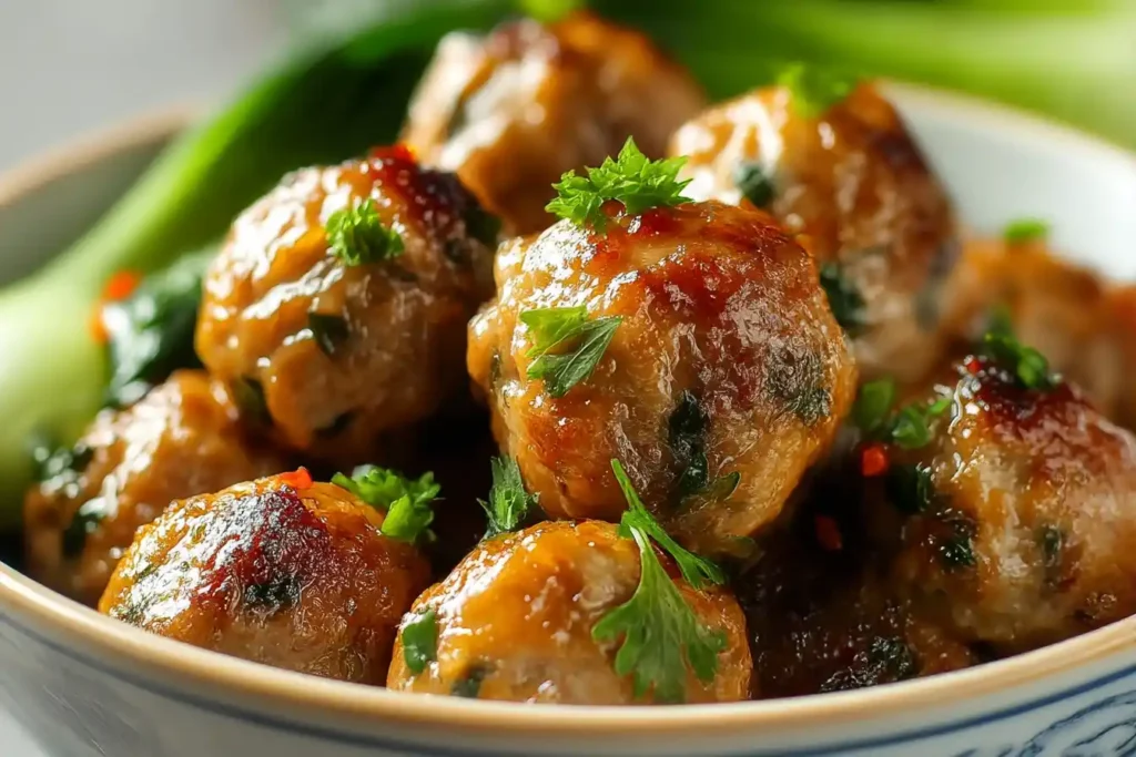 Lions Head Meatballs with Bok Choy Delight 