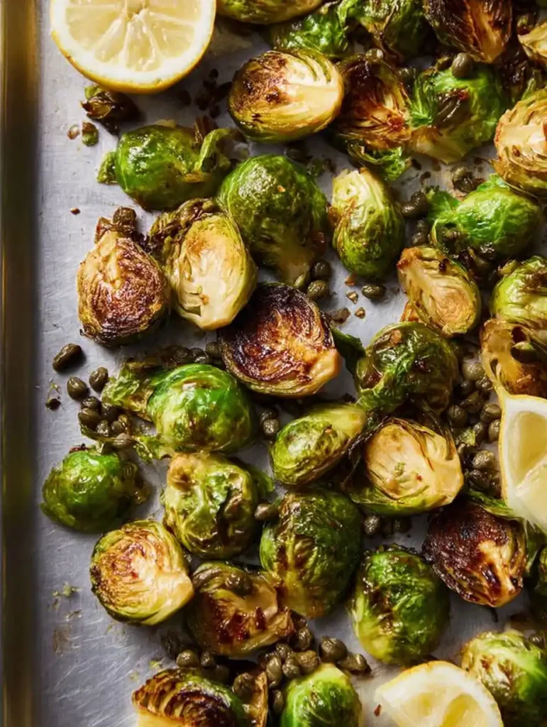 Roasted Lemon Caper Brussels Sprouts Recipe Best Roasted Brussels Sprouts With Lemon And Capers How To Make Lemon Caper Br...