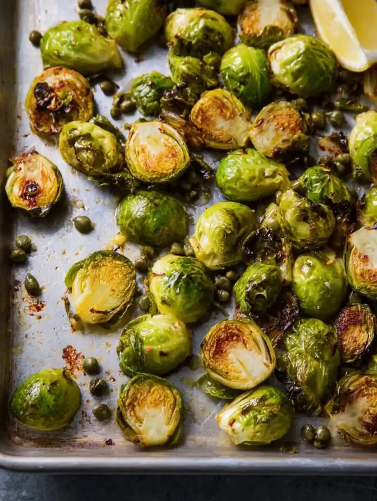 Roasted Lemon Caper Brussels Sprouts Recipe Best Roasted Brussels Sprouts With Lemon And Capers How To Make Lemon Caper Br...