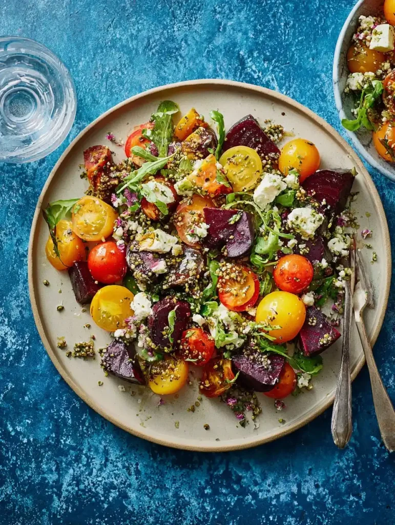 Beetroots Salad Lentils Feta Walnuts Rocket Autumn Roasted