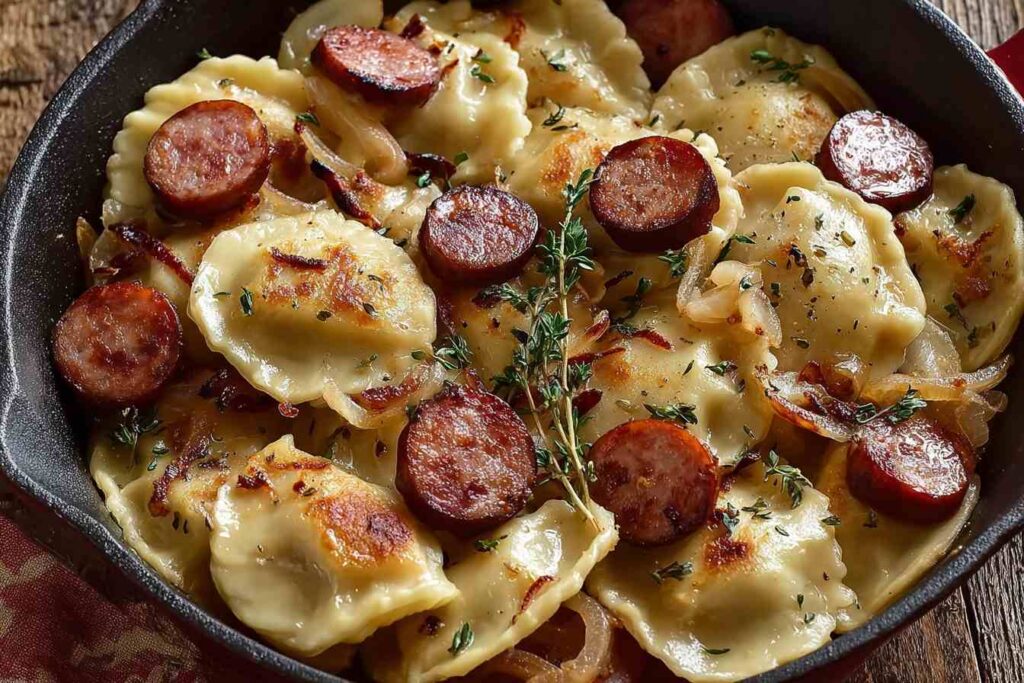 Best Savory Pierogies Kielbasa Recipe Easy Kielbasa And Pierogies Skillet Homemade Pierogies With Caramelized Onions Healt...