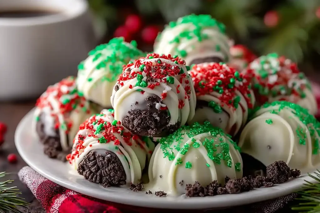 Easy No-bake Grinch Oreo Truffles Recipe How To Make Grinch Oreo Truffles No Bake Best No Bake Grinch Oreo Truffle Ideas G...