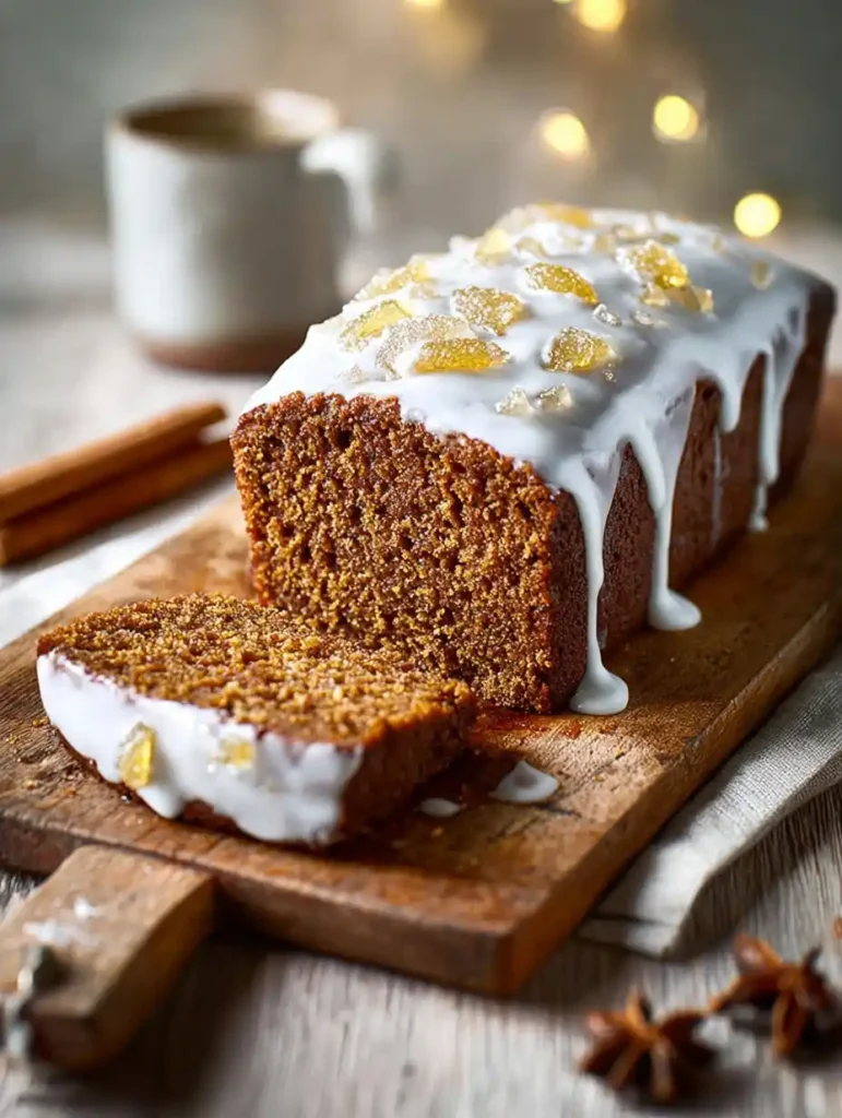 Vegan Ginger Loaf Cake Autumn Spiced Iced Treat Ginger Loaf