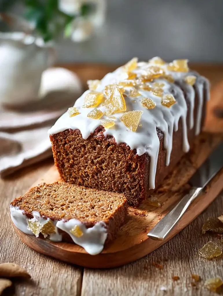 Vegan Ginger Loaf Cake Autumn Spiced Iced Treat Ginger Loaf