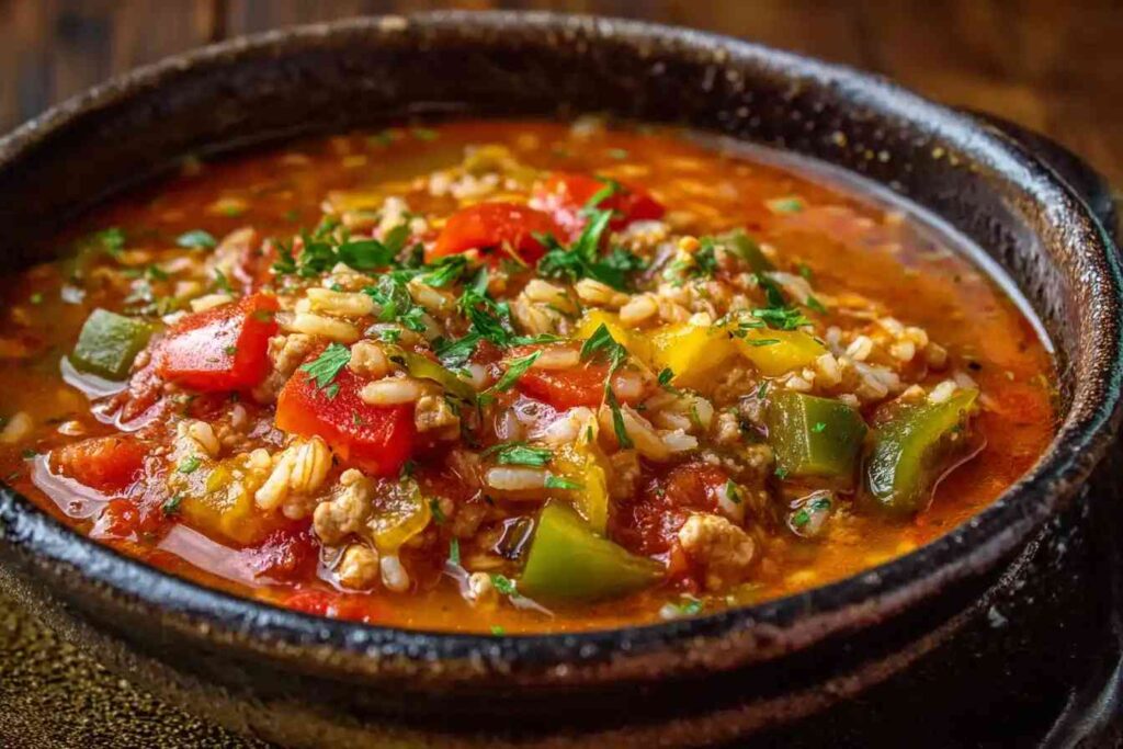 Hearty Stuffed Bell Pepper Soup Recipe Ground Turkey Stuffed Pepper Soup Low Carb Bell Pepper Turkey Soup Easy Ground Turk...