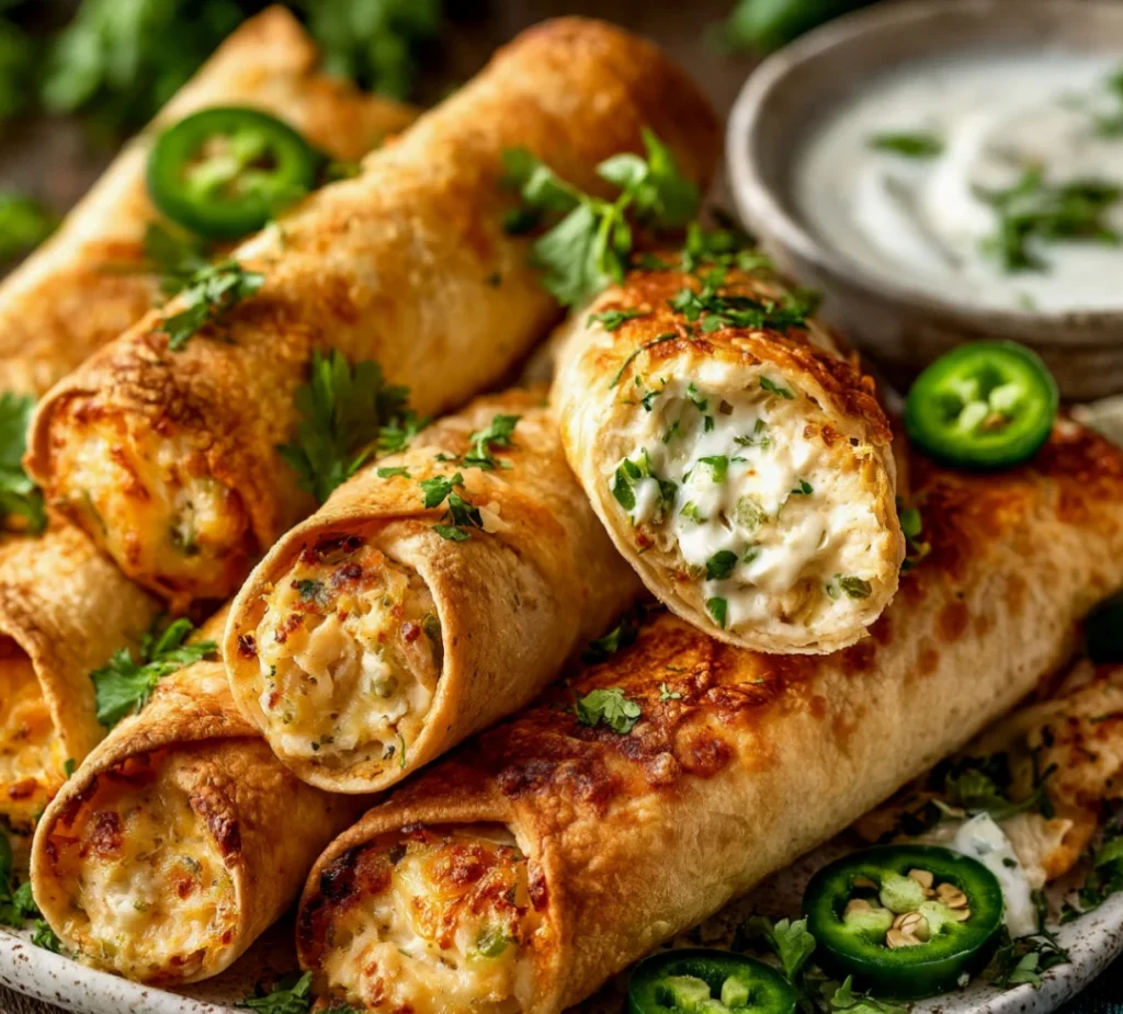 Crispy Jalapeño Popper Chicken Alfredo Taquitos - Crispy Jalapeño Popper Chicken Alfredo Taquitos