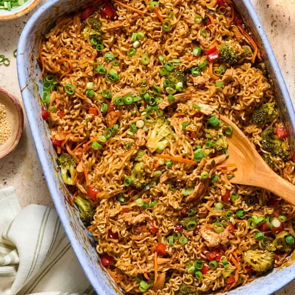Chicken Ramen Noodle Bake - Chicken Ramen Noodle Bake