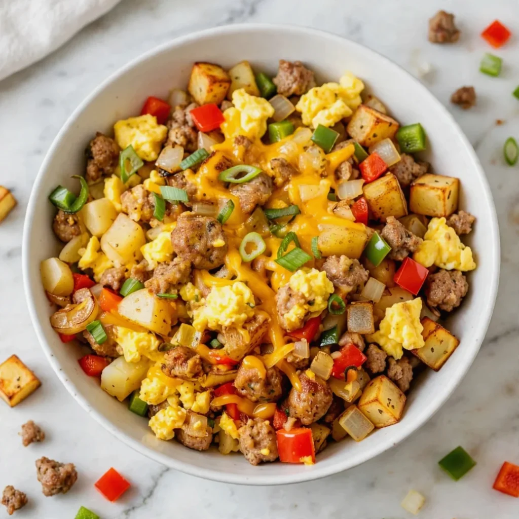 Potato, Sausage and Egg Breakfast Bowl - Potato, Sausage and Egg Breakfast Bowl