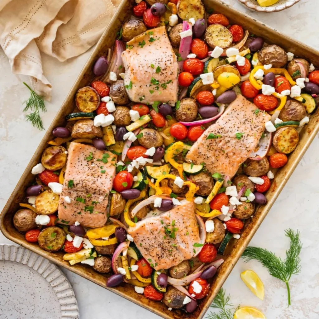 Sheet Pan Salmon and Veggies - Sheet Pan Salmon and Veggies
