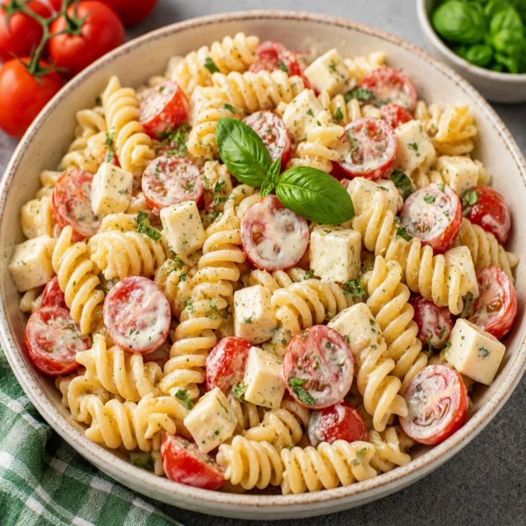 Creamy Cheese and Tomato Pasta Salad – Fresh and Delicious - Creamy Cheese and Tomato Pasta Salad – Fresh and Delicious