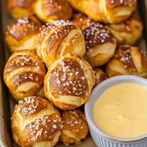 Easy Biscuit Pretzel Bites with Cheese Sauce