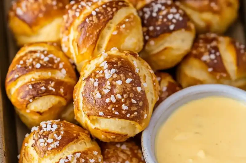 Easy Biscuit Pretzel Bites with Cheese Sauce