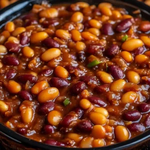 Crockpot Bourbon Brown Sugar Baked Beans
