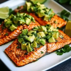 Chili Lime Seasoned Baked Salmon with Avocado Salsa