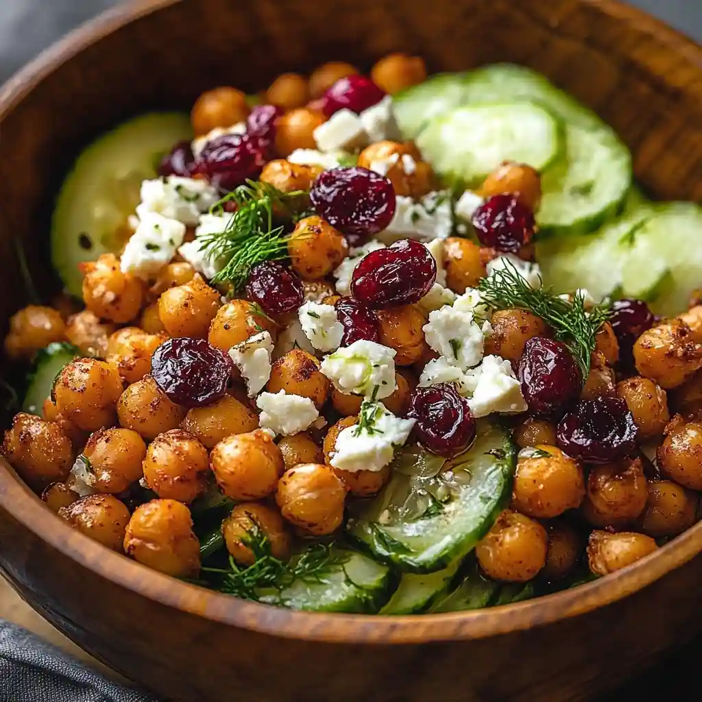 Feta and Cranberry Chickpeas with Lemon Vinaigrette