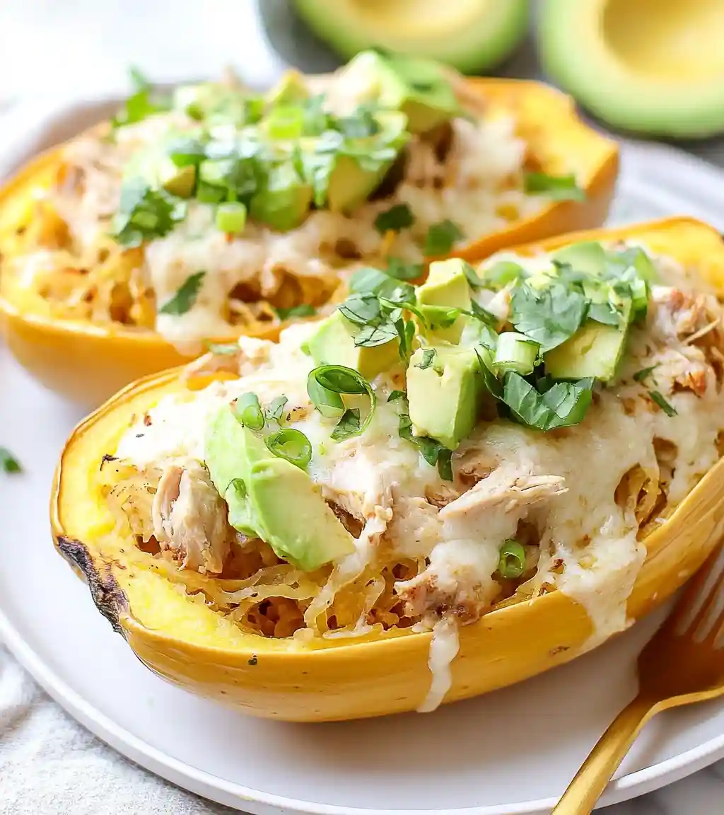 Green Chile Chicken-Stuffed Spaghetti Squash