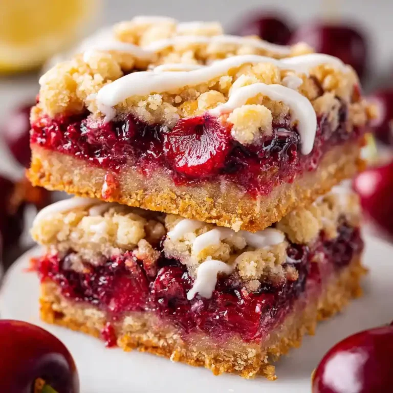 Cherry Pie Bars with Lemon Glaze