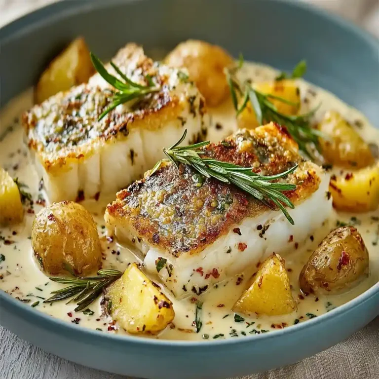 Cod and Potatoes with Rosemary Cream Sauce
