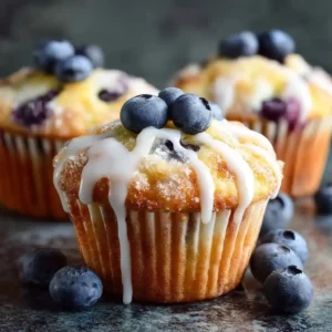 Fluffy Blueberry Muffin Style Cupcakes with Sweet Glaze