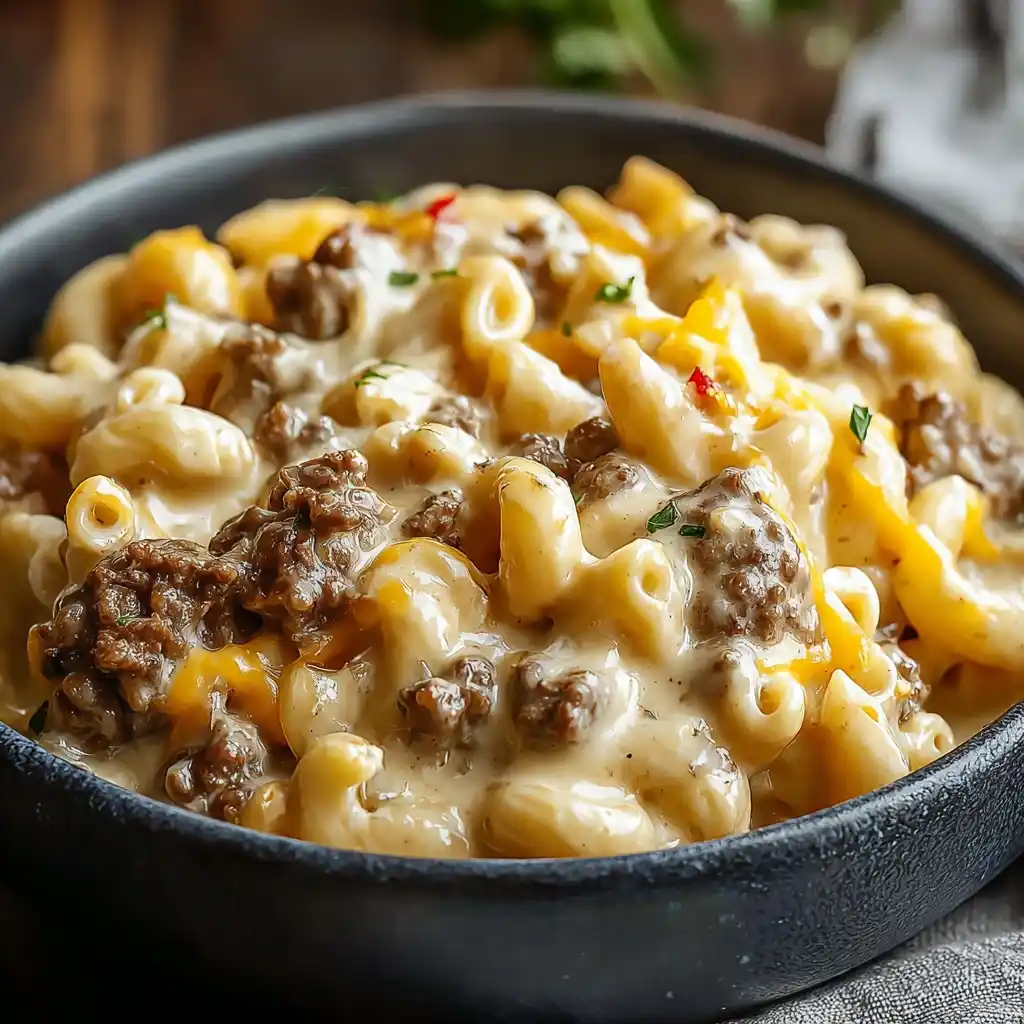 High-Protein Creamy Philly Cheesesteak Mac