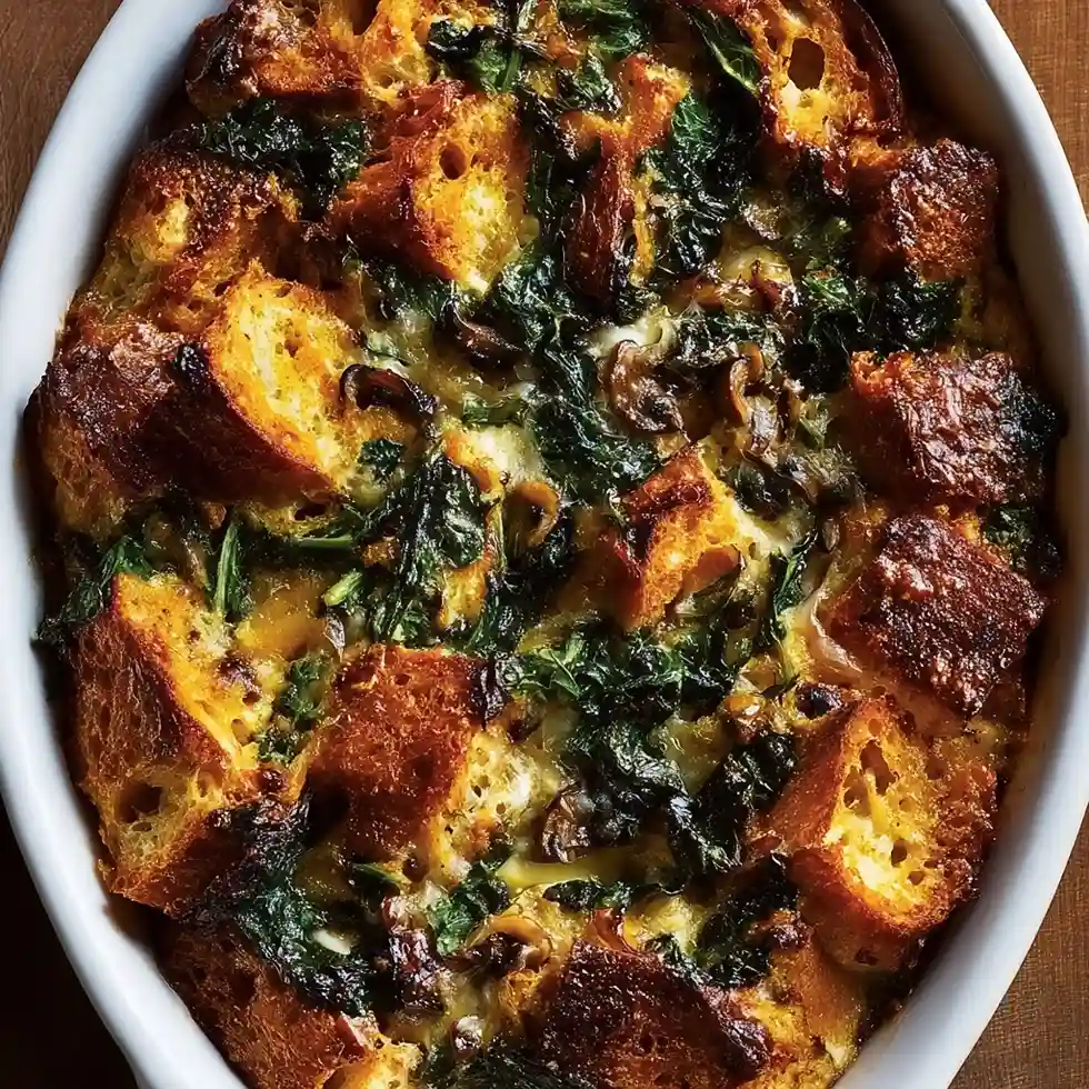 Kale and Mushroom Strata