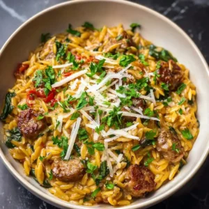 one pot Italian sausage orzo