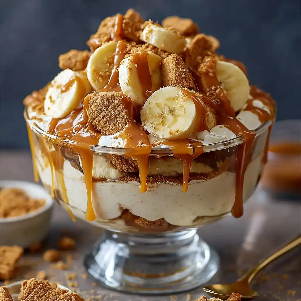 Ultimate Biscoff Banana Pudding Recipe Easy Biscoff Banana Pudding With Caramel Homemade Caramel Drizzle For Banana Puddin...