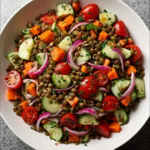 10-Minute Lentil and Veggie Salad High-Fiber : Quick & Tasty!
