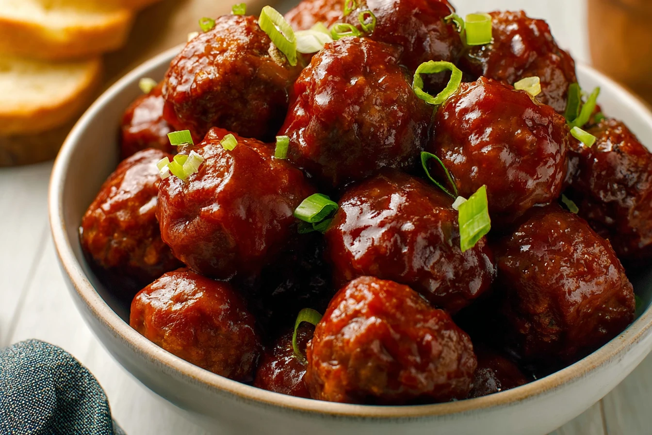 Best Slow Cooker BBQ Meatballs Recipe Easy Crockpot BBQ Meatballs Homemade BBQ Meatballs Slow Cooker Slow Cooker BBQ Meatb...