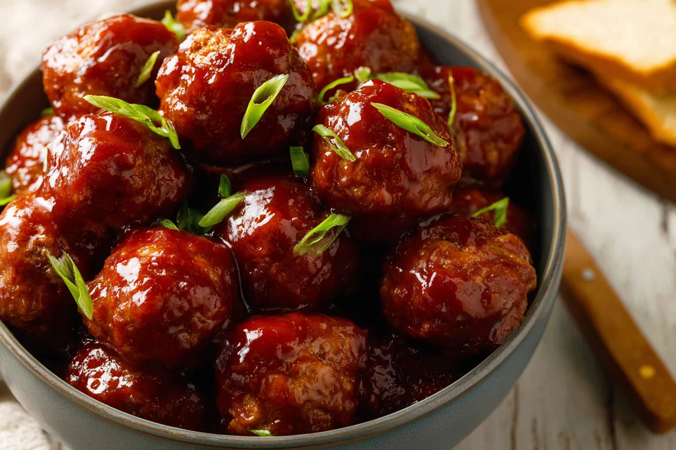 Best Slow Cooker BBQ Meatballs Recipe Easy Crockpot BBQ Meatballs Homemade BBQ Meatballs Slow Cooker Slow Cooker BBQ Meatb...