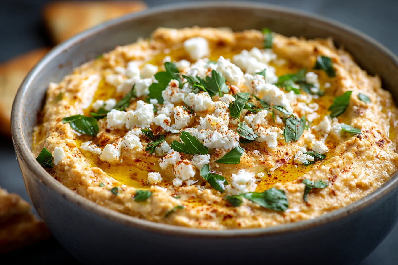 Buffalo Feta White Bean Dip Recipe Spicy Buffalo Feta Bean Dip Creamy Buffalo Feta Dip With White Beans High Protein Buffa...