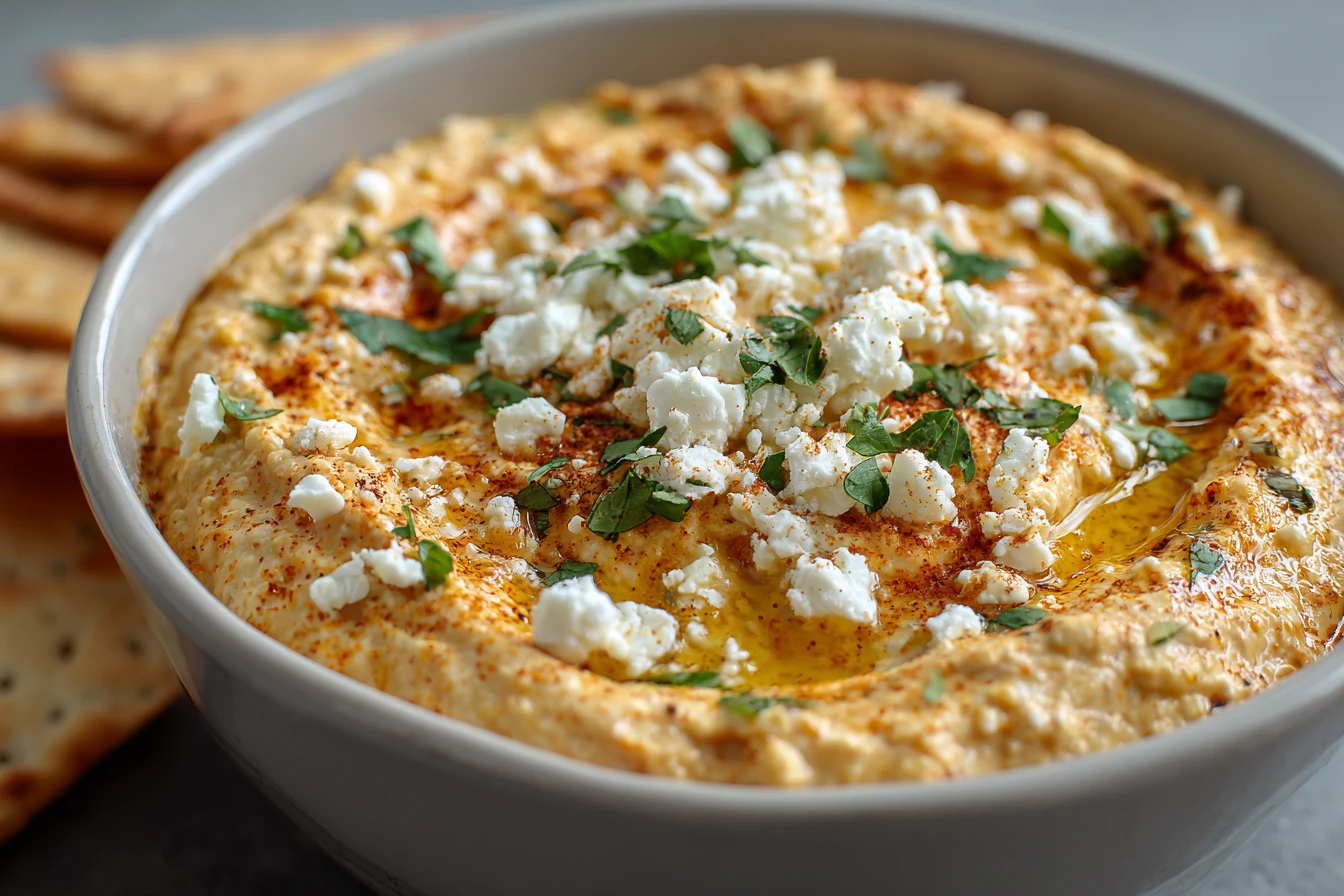 Buffalo Feta White Bean Dip Recipe Spicy Buffalo Feta Bean Dip Creamy Buffalo Feta Dip With White Beans High Protein Buffa...
