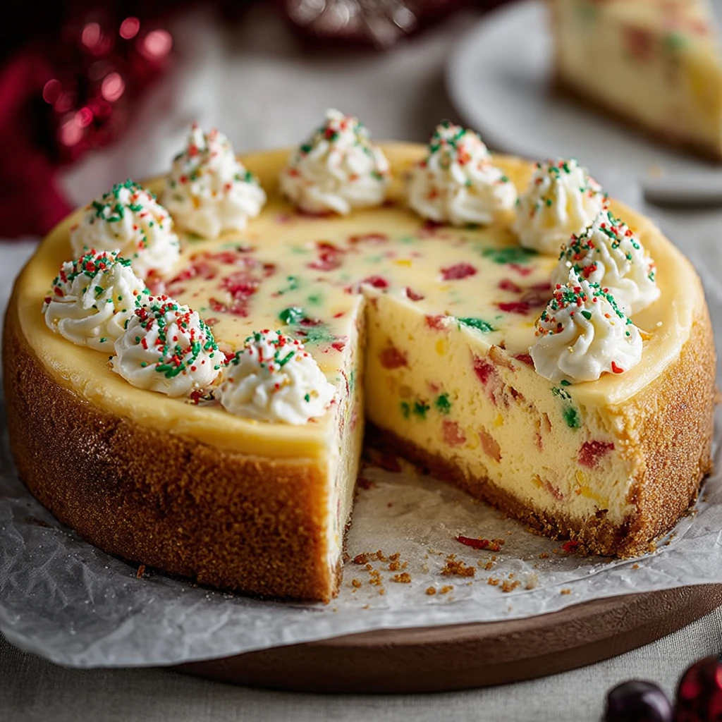 Christmas Sugar Cookie Cheesecake Recipe Easy Christmas Sugar Cookie Cheesecake Homemade Christmas Sugar Cookie Cheesecake...