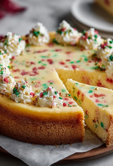 Christmas Sugar Cookie Cheesecake Recipe Easy Christmas Sugar Cookie Cheesecake Homemade Christmas Sugar Cookie Cheesecake...