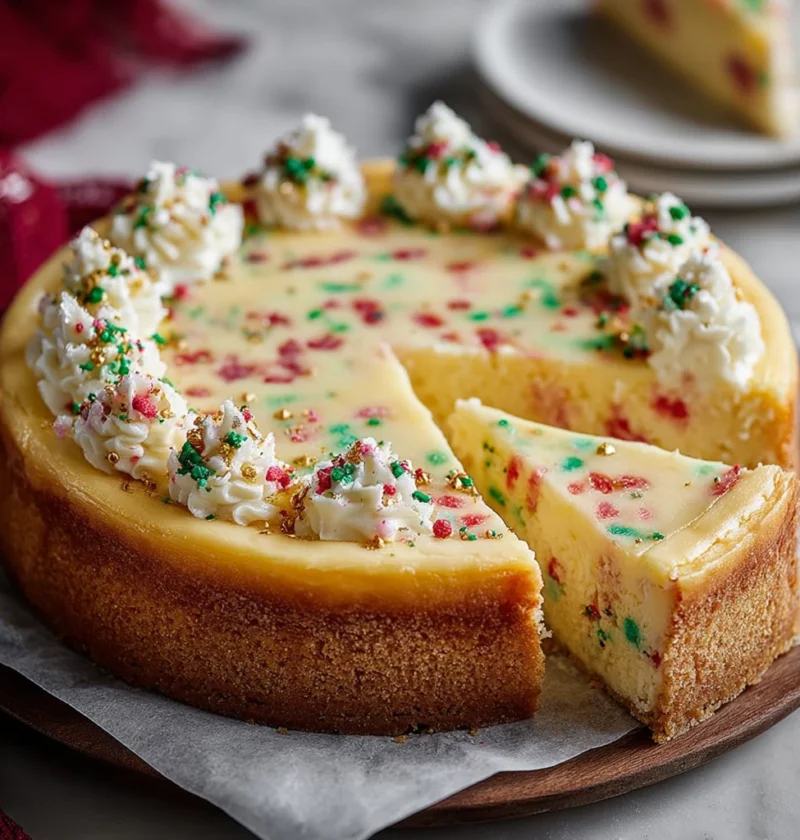 Christmas Sugar Cookie Cheesecake Recipe Easy Christmas Sugar Cookie Cheesecake Homemade Christmas Sugar Cookie Cheesecake...