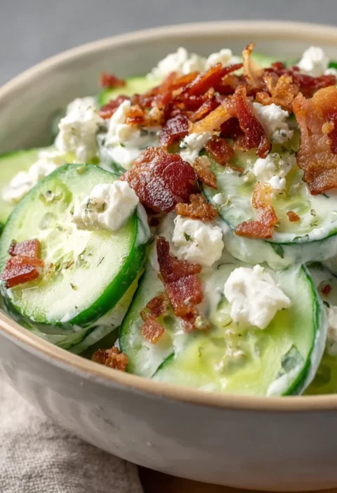 Creamy Cucumber Salad With Bacon Recipe Best Cheese For Cucumber Bacon Salad How To Make Creamy Cucumber Salad With Bacon ...