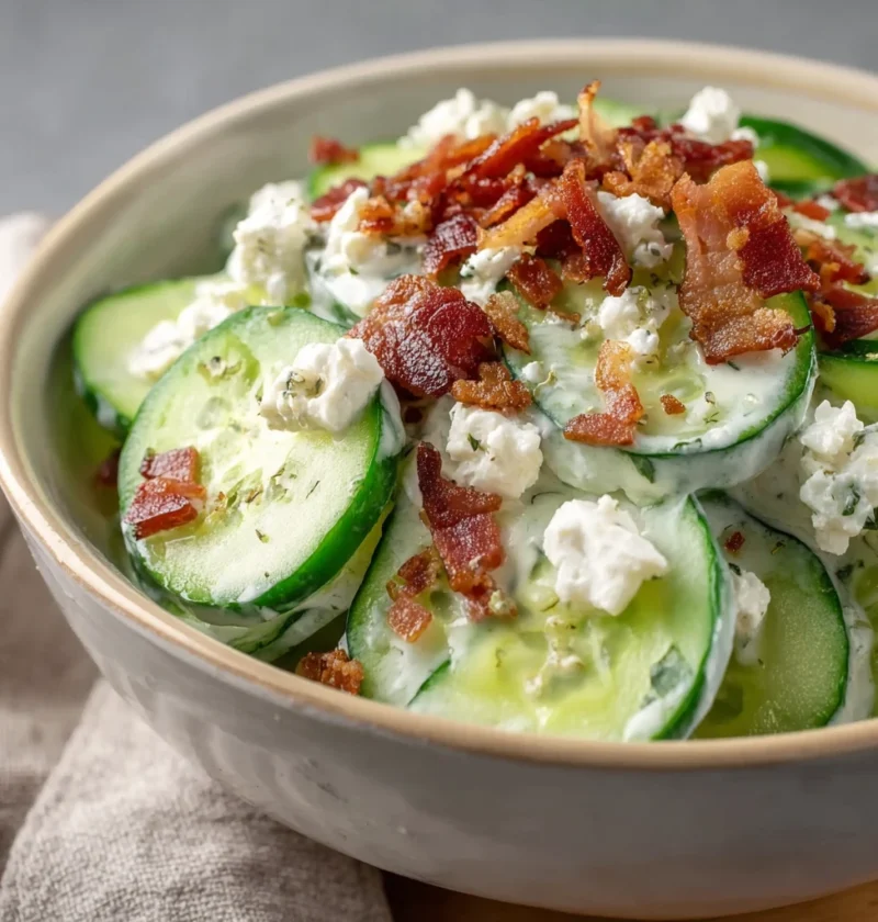 Creamy Cucumber Salad With Bacon Recipe Best Cheese For Cucumber Bacon Salad How To Make Creamy Cucumber Salad With Bacon ...