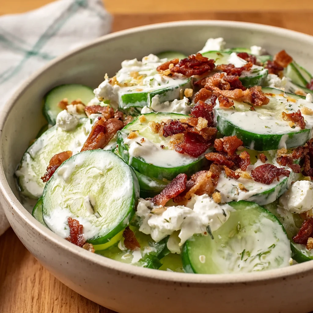 Creamy Cucumber Salad With Bacon Recipe Best Cheese For Cucumber Bacon Salad How To Make Creamy Cucumber Salad With Bacon ...