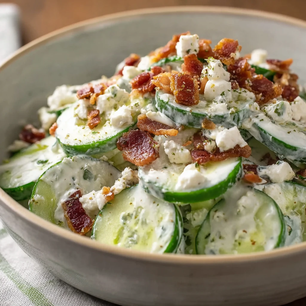 Creamy Cucumber Salad With Bacon Recipe Best Cheese For Cucumber Bacon Salad How To Make Creamy Cucumber Salad With Bacon ...