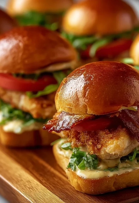 Easy Mini Honey Mustard BLT Chicken Sliders Recipe Best Honey Mustard Sauce For Chicken Sliders Low-calorie Mini Chicken B...