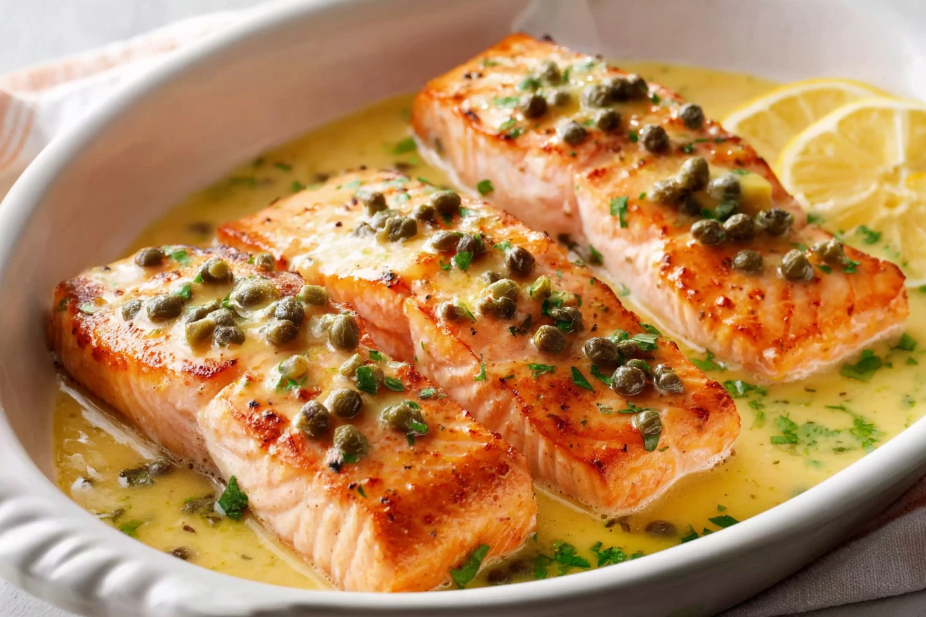 Easy Salmon Piccata Recipe Lemon Butter Salmon With Capers 30-minute Salmon Piccata Quick Lemon Caper Salmon Dish How To M...