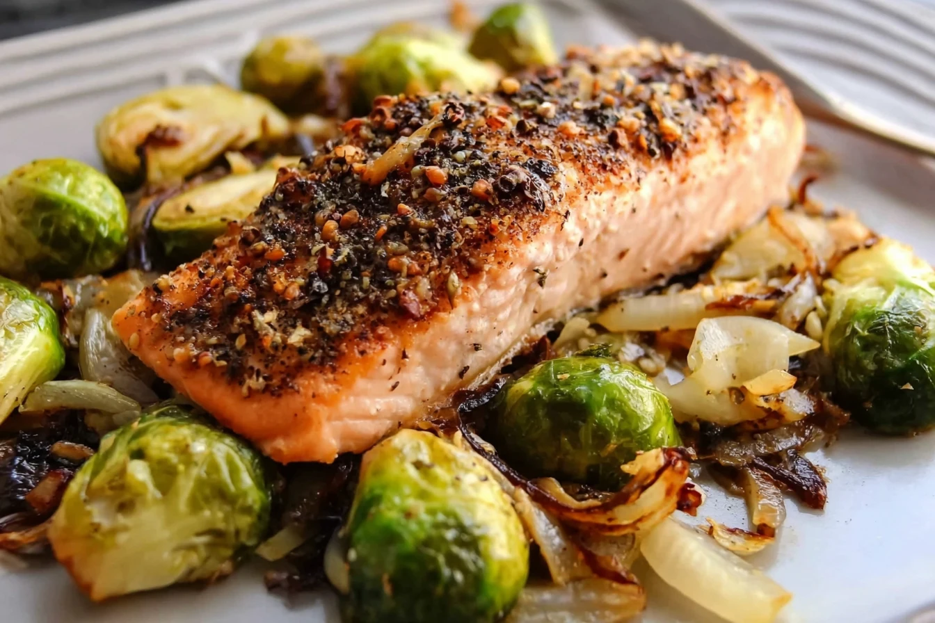 Best Salmon Sheet Pan Recipe with Shaved Brussels Sprouts – Ready in 30!