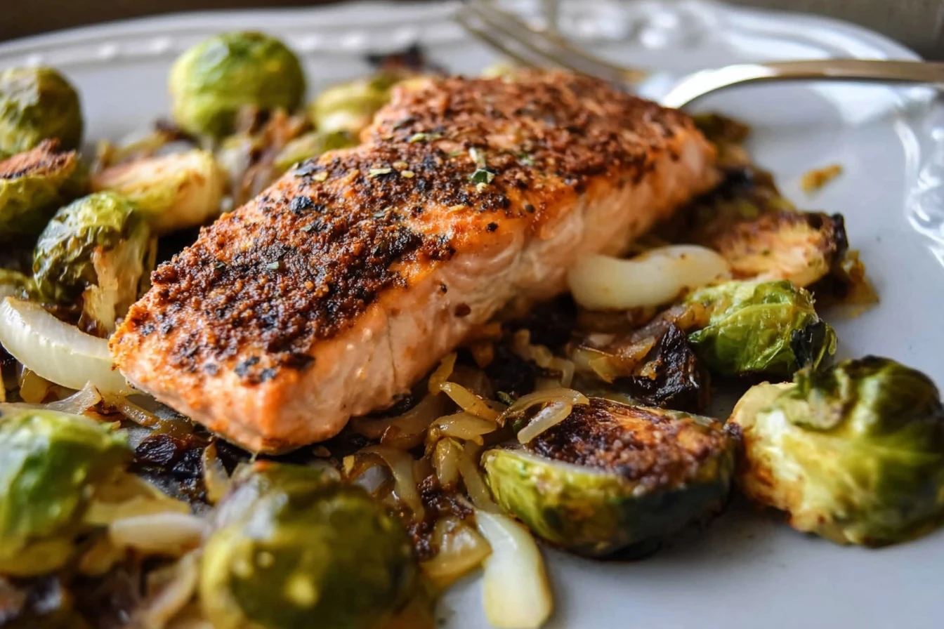 Easy Salmon Sheet Pan Dinner Recipe Quick Salmon And Brussels Sprouts Meal Healthy Sheet Pan Salmon Recipe 30 Minutes Shav...